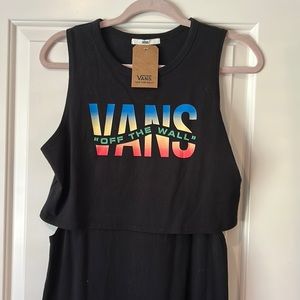 Vans Cut Out Summer Dress Black Rainbow Off The Wall Size Small